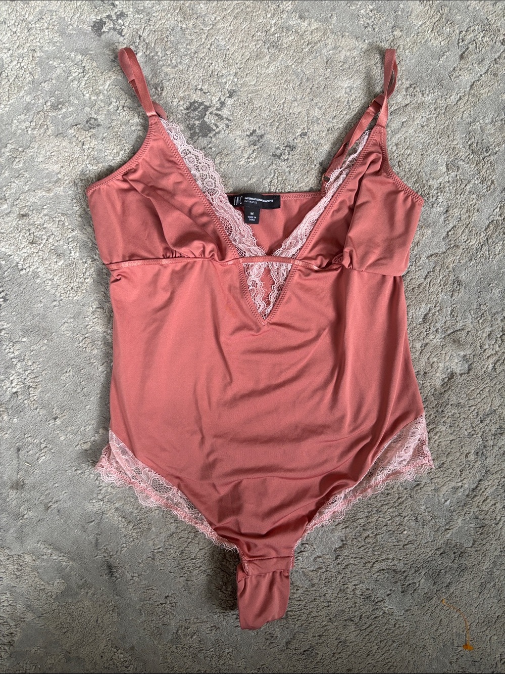 INC International Concepts Dusty Rose with Light Pink Lace Bodysuit